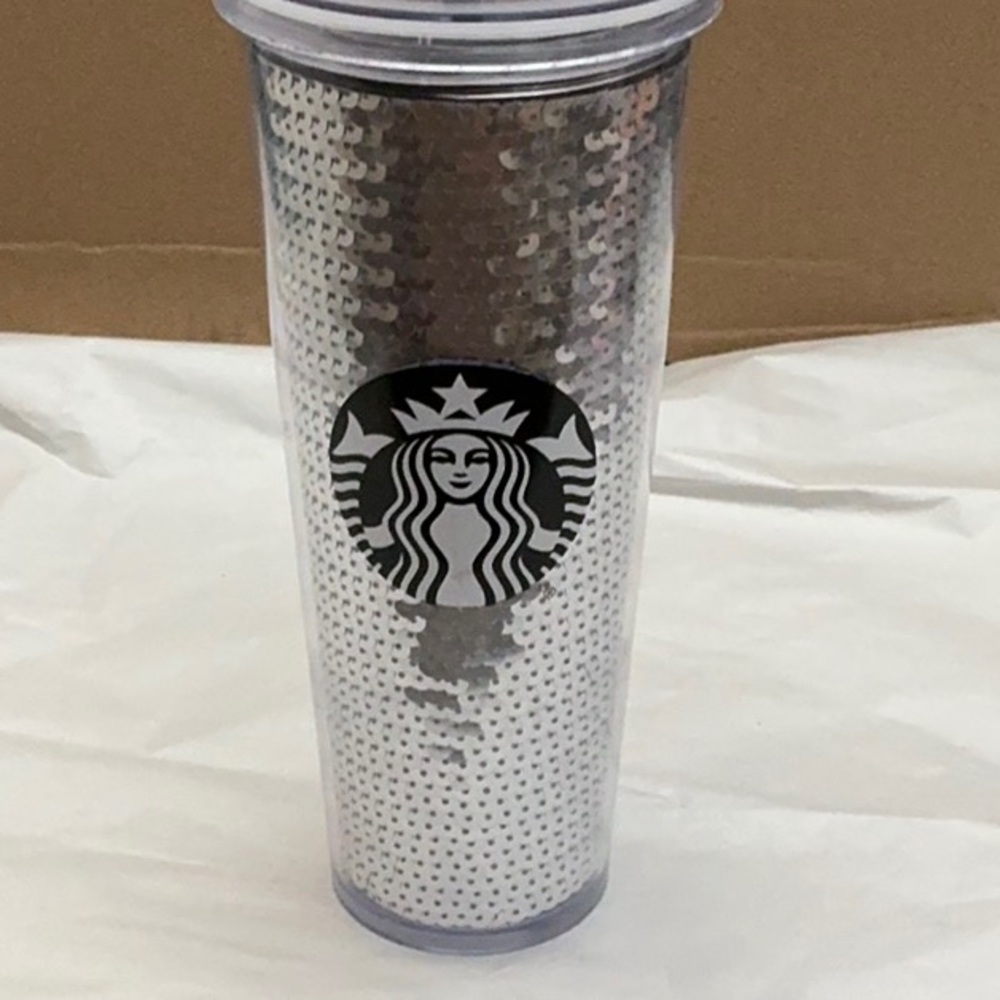 Starbucks Silver Sequins Black Logo Tumbler